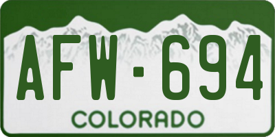 CO license plate AFW694