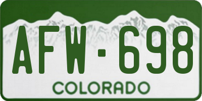 CO license plate AFW698