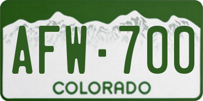 CO license plate AFW700