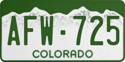 CO license plate AFW725