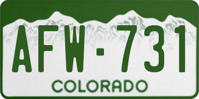 CO license plate AFW731