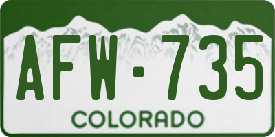 CO license plate AFW735