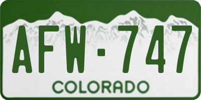 CO license plate AFW747