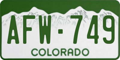 CO license plate AFW749