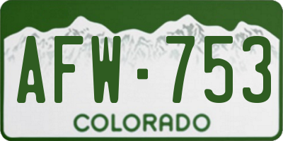 CO license plate AFW753