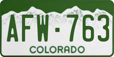 CO license plate AFW763