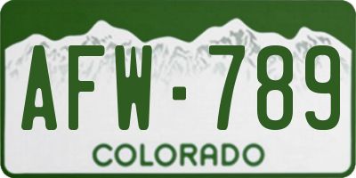 CO license plate AFW789