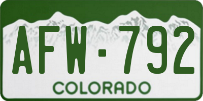 CO license plate AFW792
