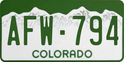 CO license plate AFW794