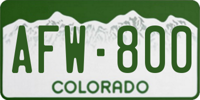 CO license plate AFW800