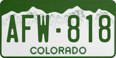 CO license plate AFW818