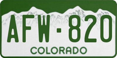 CO license plate AFW820
