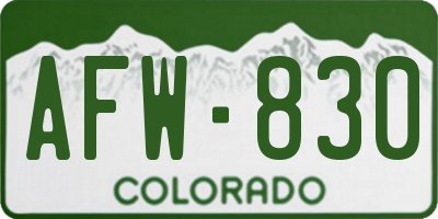 CO license plate AFW830