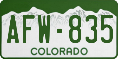 CO license plate AFW835