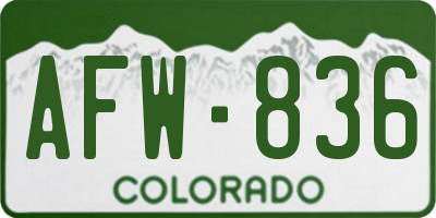 CO license plate AFW836