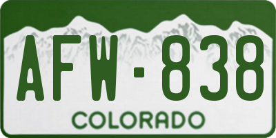 CO license plate AFW838