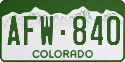 CO license plate AFW840