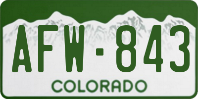 CO license plate AFW843