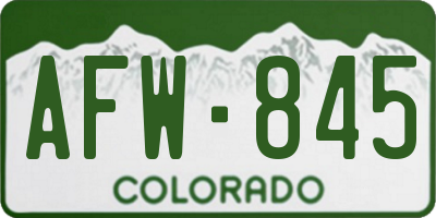 CO license plate AFW845