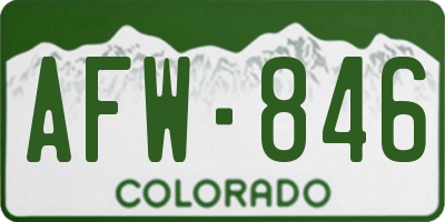 CO license plate AFW846