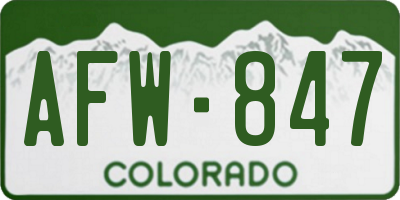 CO license plate AFW847