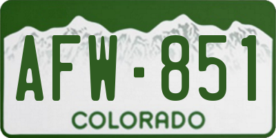 CO license plate AFW851