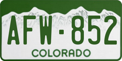CO license plate AFW852