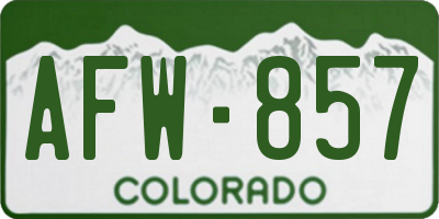 CO license plate AFW857