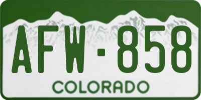 CO license plate AFW858