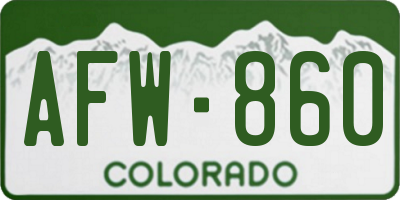 CO license plate AFW860