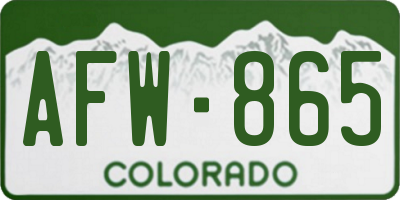 CO license plate AFW865