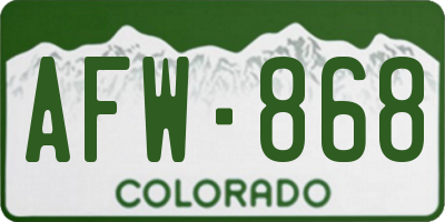 CO license plate AFW868