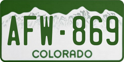 CO license plate AFW869