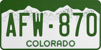 CO license plate AFW870