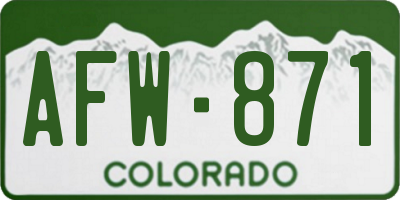 CO license plate AFW871