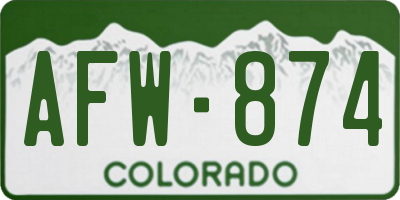 CO license plate AFW874