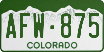 CO license plate AFW875