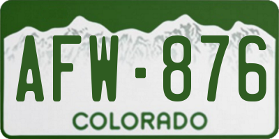 CO license plate AFW876