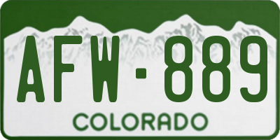 CO license plate AFW889