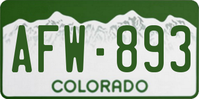 CO license plate AFW893