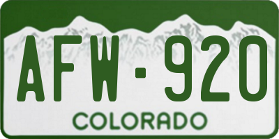 CO license plate AFW920