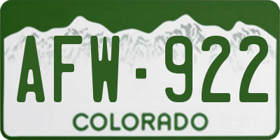 CO license plate AFW922