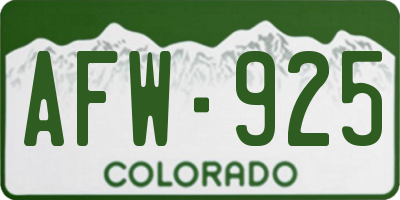 CO license plate AFW925