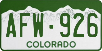 CO license plate AFW926