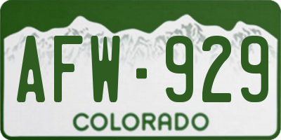 CO license plate AFW929