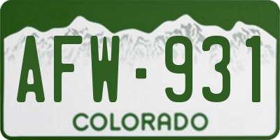 CO license plate AFW931