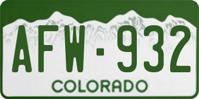 CO license plate AFW932