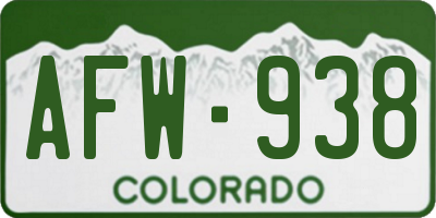 CO license plate AFW938