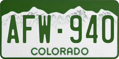 CO license plate AFW940