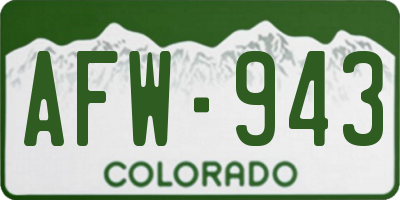 CO license plate AFW943